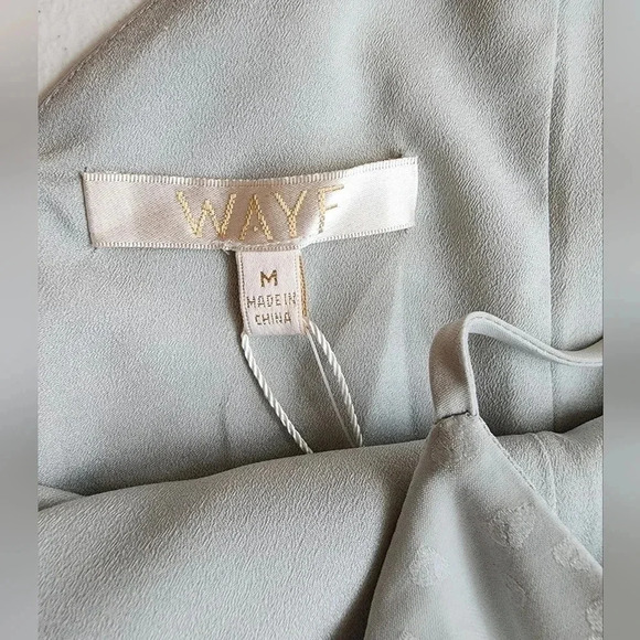 WAYF Clayton Asymmetrical Slip Dress Light Blue size M NWT - Picture 9 of 13